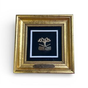 REPROSA 24K Gold On 925 Sterling Silver Vermeil Brooch Pendant Gold Framed